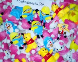 jual gantungan kunci boneka doraemon, panda, hello kitty, teddy bear, line